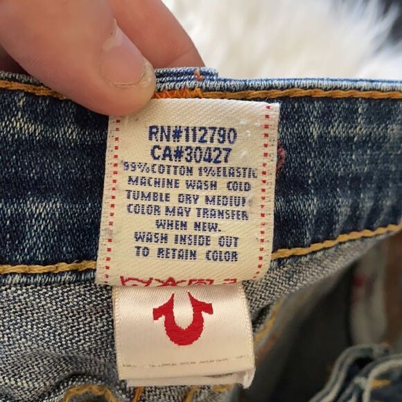 True Religion Joey Man Made Denim Cutoff Shorts - Picture 8 of 13